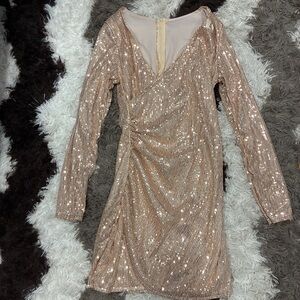Elegant Sequin Long Sleeve Dress